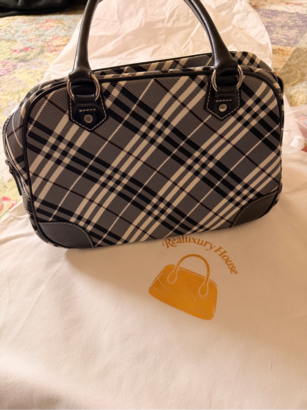 Burberry Nova Check Boston Bag , COA Included